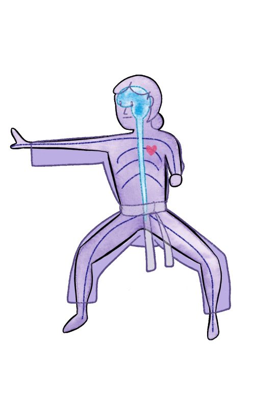 central nervous system and peripheral nervous system in watercolor and digital editing